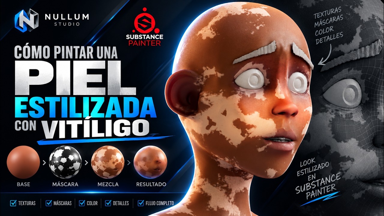 Piel con VITÍLIGO en Substance Painter | Sesión 10 – Texturizado de piel estilizada paso a paso